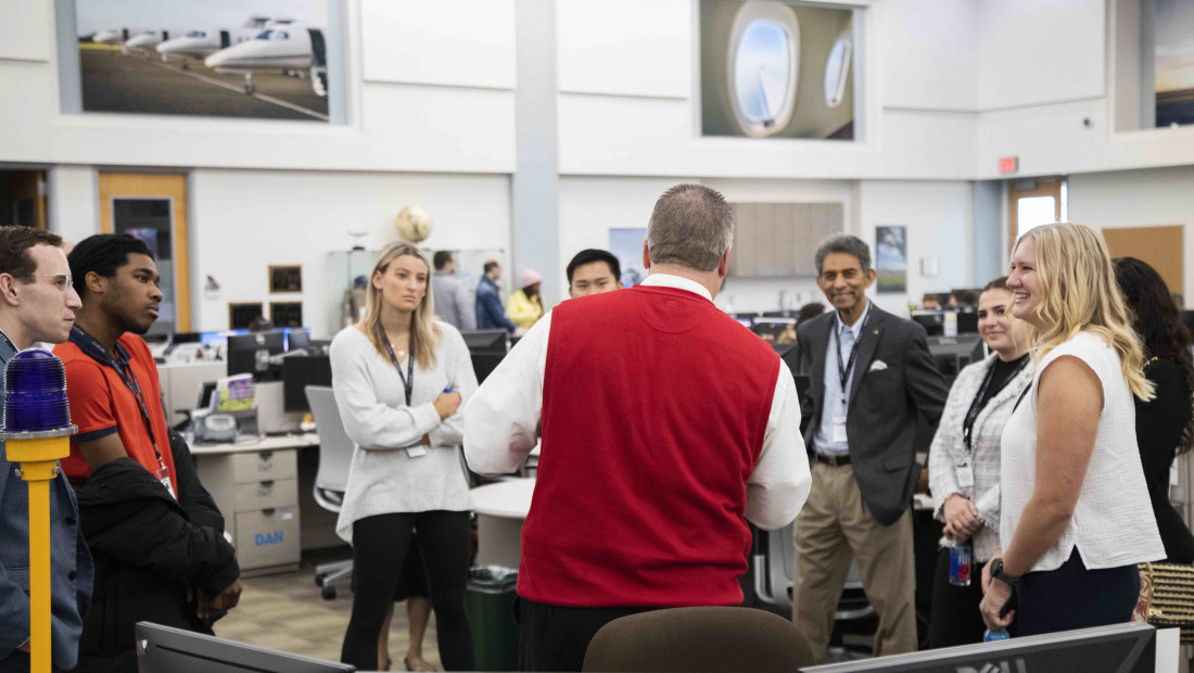 NetJets office with Ohio State students